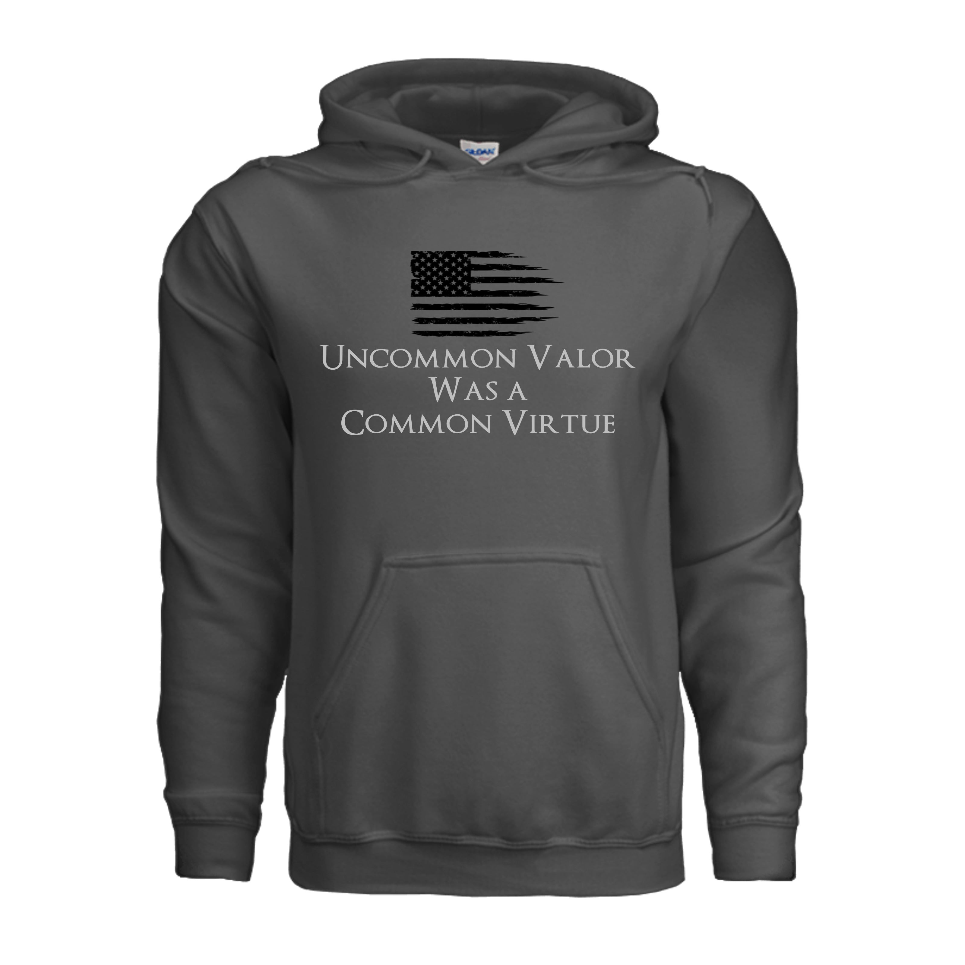 Uncommon Valor Iwo Jima Memorial Hoodie - CHARCOAL (Front) | Ironsight Syndicate