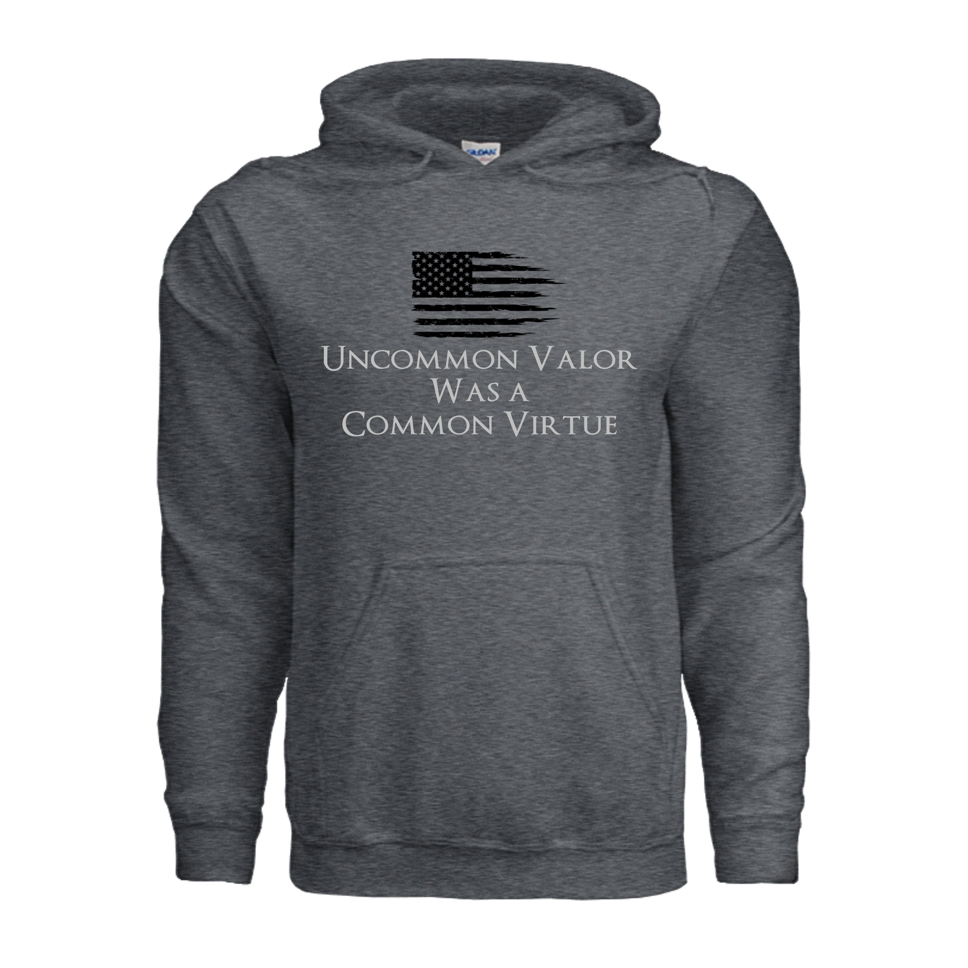 Uncommon Valor Iwo Jima Memorial Hoodie - DARK HEATHER (Front) | Ironsight Syndicate