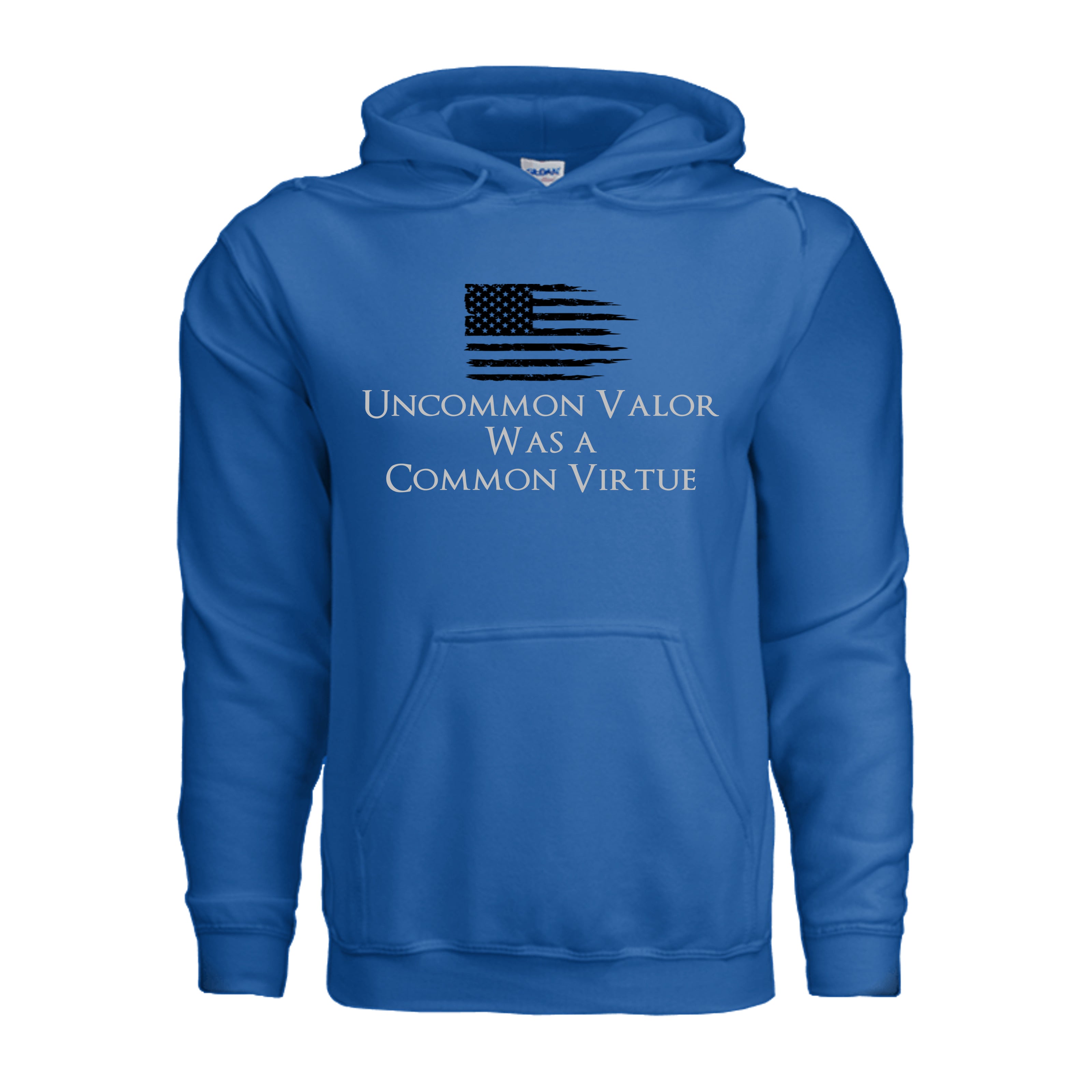 Uncommon Valor Iwo Jima Memorial Hoodie - Neon Blue (Front) | Ironsight Syndicate