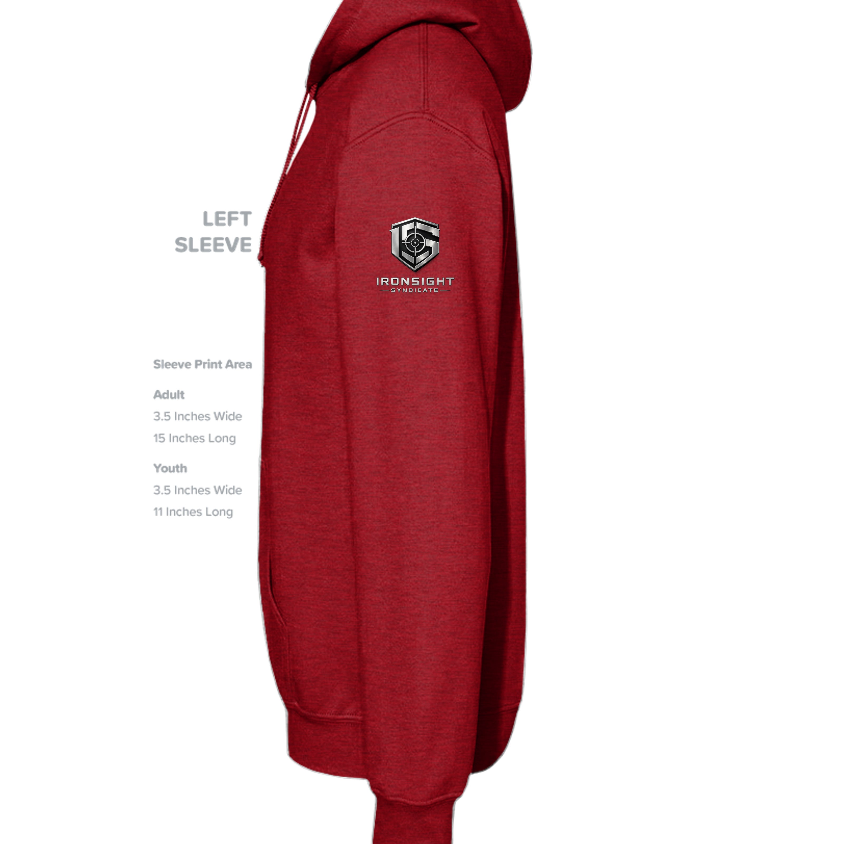 Uncommon Valor Iwo Jima Memorial Hoodie - ANTIQUE CHERRY RED (Left Sleeve) | Ironsight Syndicate