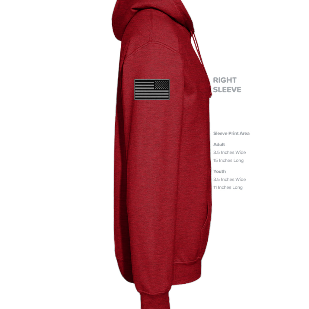 Uncommon Valor Iwo Jima Memorial Hoodie - ANTIQUE CHERRY RED (Right Sleeve) | Ironsight Syndicate