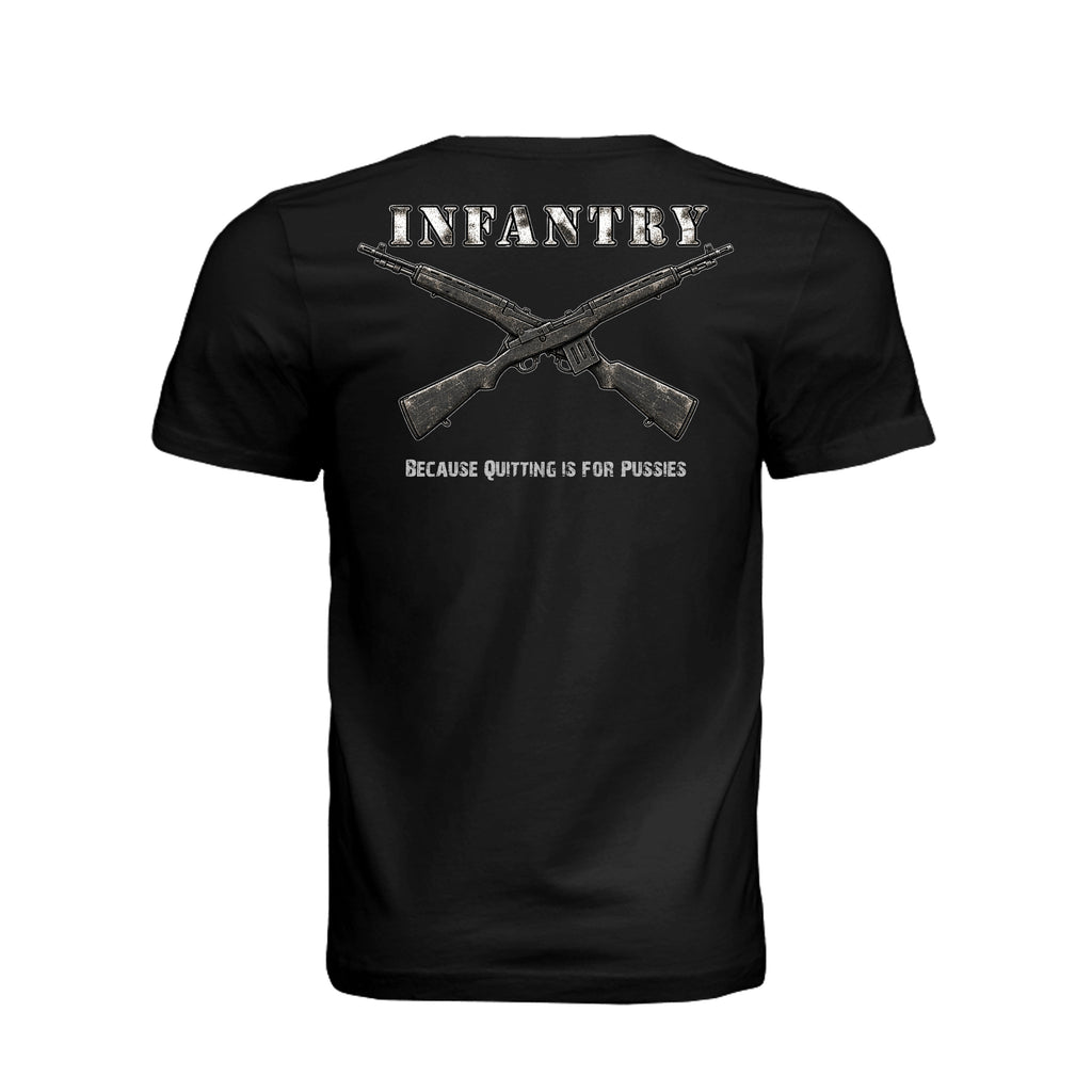 Infantry Crossed Rifles-Quitting is for... - BLACK (Back) | Ironsight Syndicate