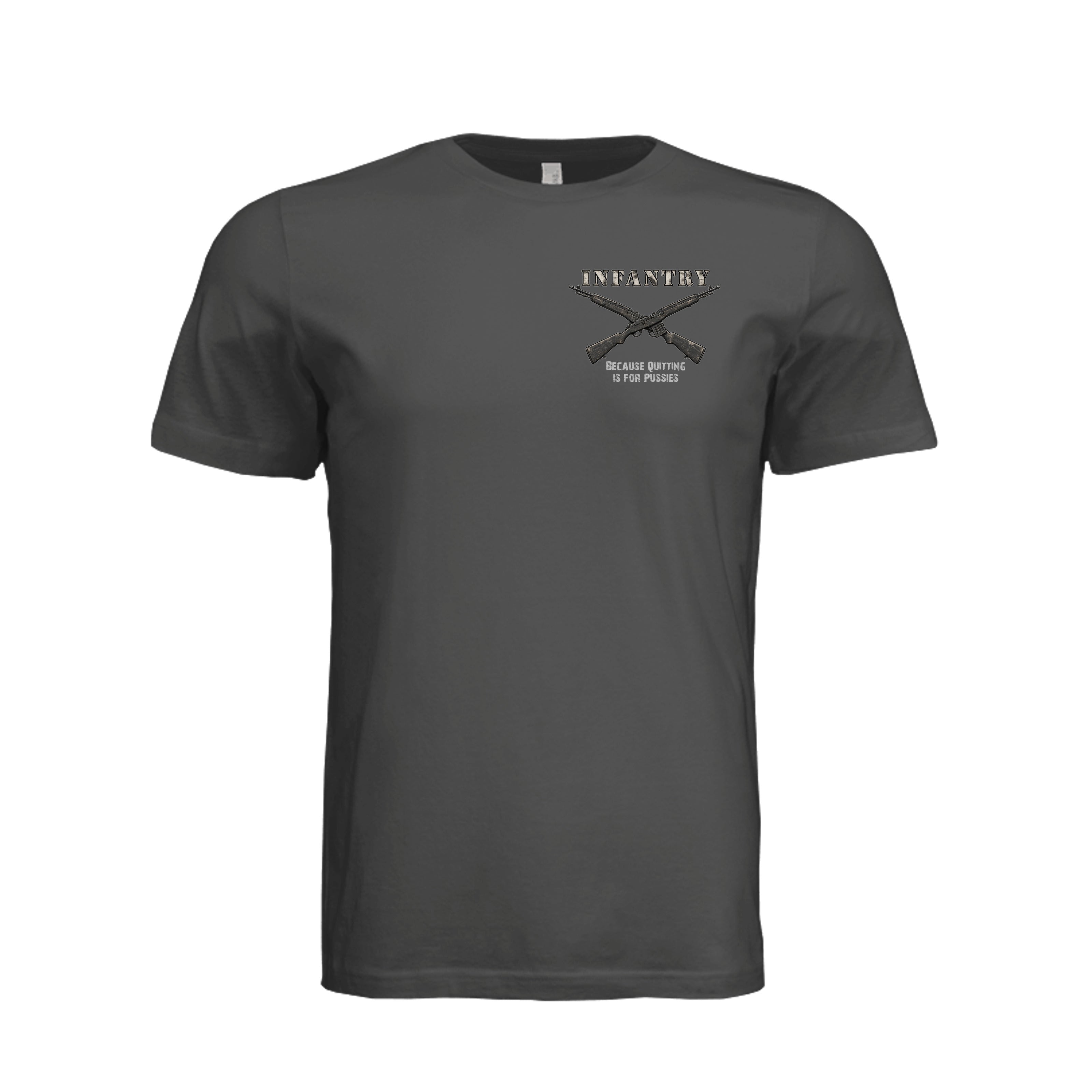 Infantry Crossed Rifles-Quitting is for... - DARK GREY (Front) | Ironsight Syndicate