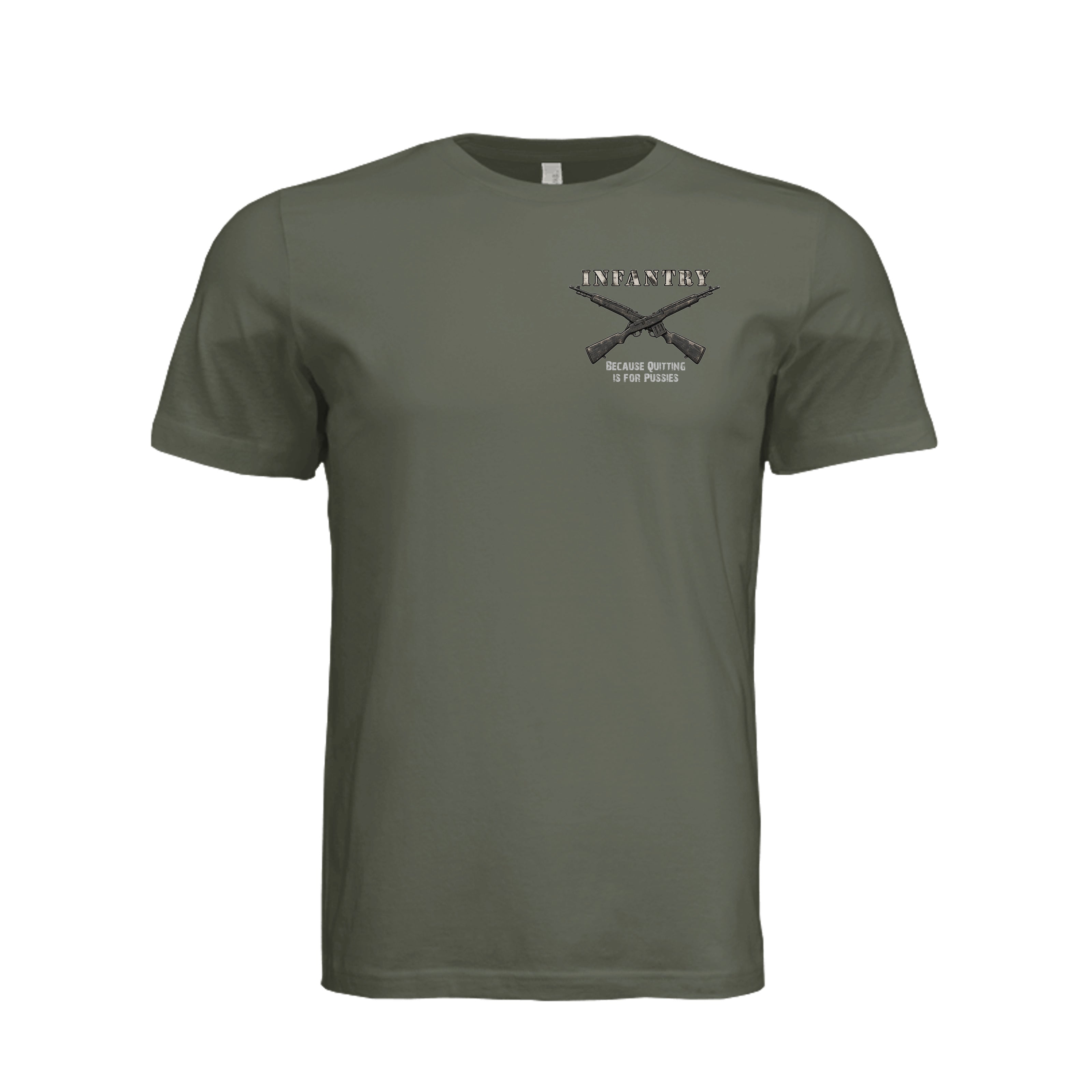 Infantry Crossed Rifles-Quitting is for... - Dark Olive (Front) | Ironsight Syndicate