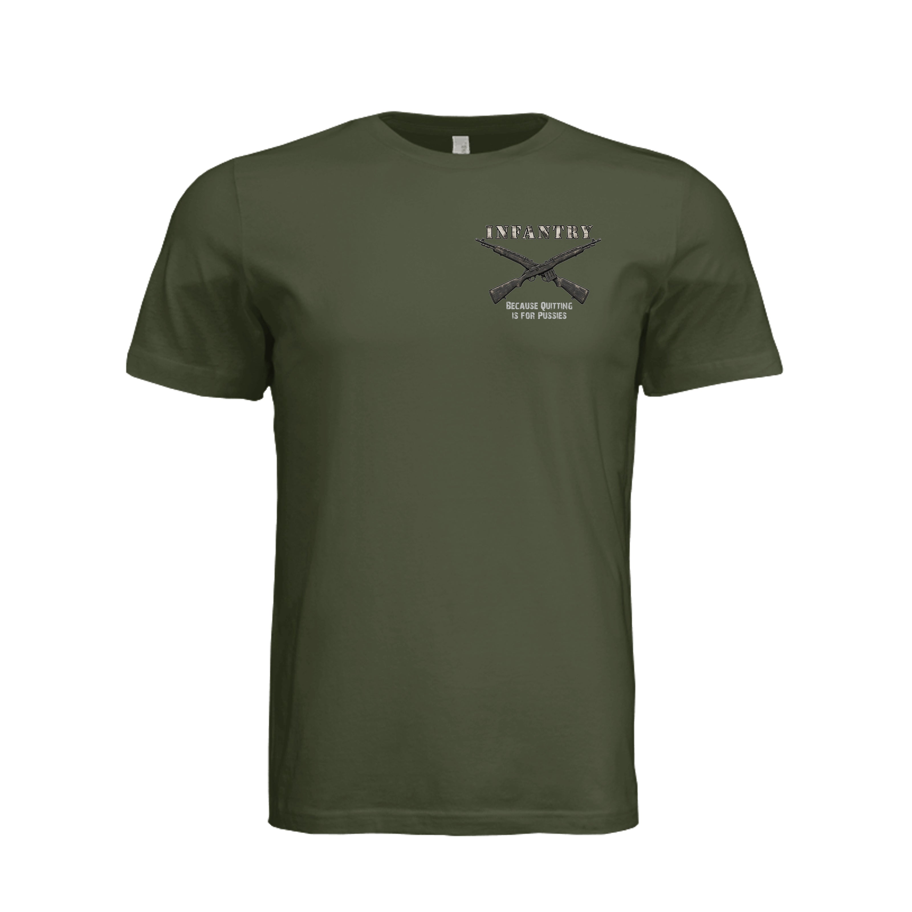 Infantry Crossed Rifles-Quitting is for... - Military Green (Front) | Ironsight Syndicate