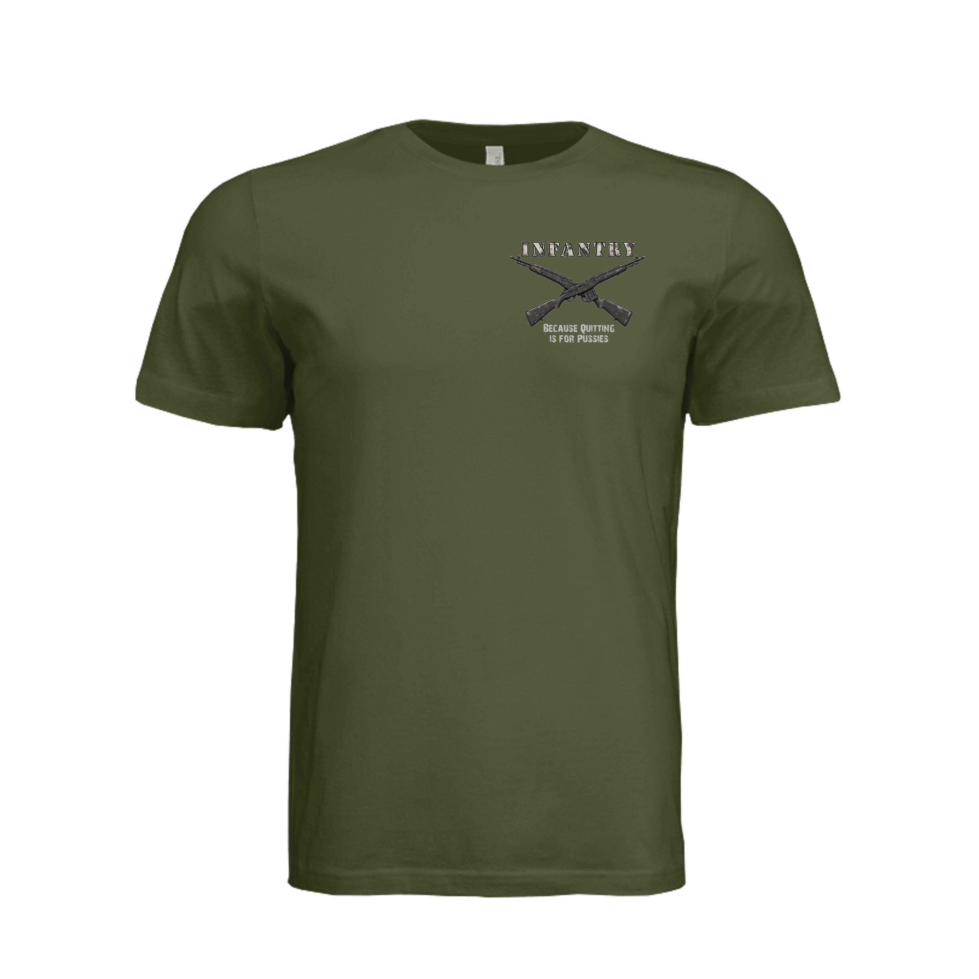 Infantry Crossed Rifles-Quitting is for... - OLIVE (Front) | Ironsight Syndicate