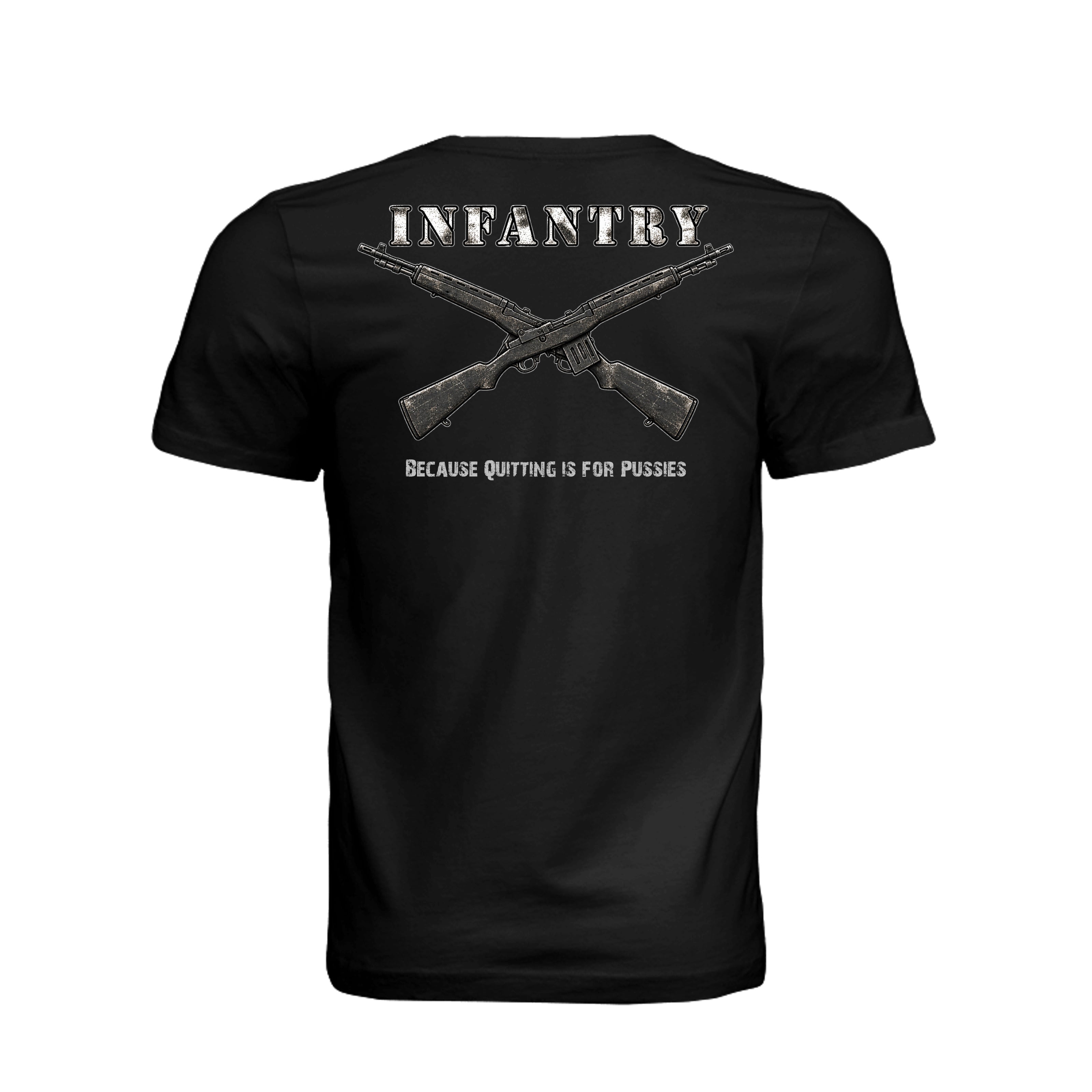 Infantry Crossed Rifles-Quitting is for... - VINTAGE BLACK (Back) | Ironsight Syndicate