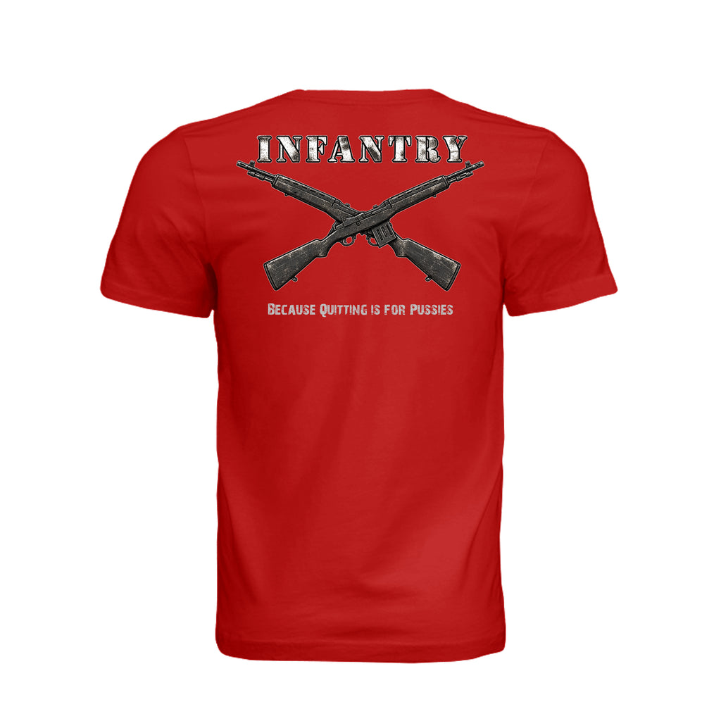 Infantry Crossed Rifles-Quitting is for... - RED (Back) | Ironsight Syndicate