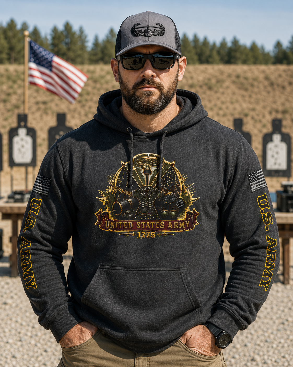 US Army Veteran Crest Hoodie — Heavyweight Military Pride Sweatshirt